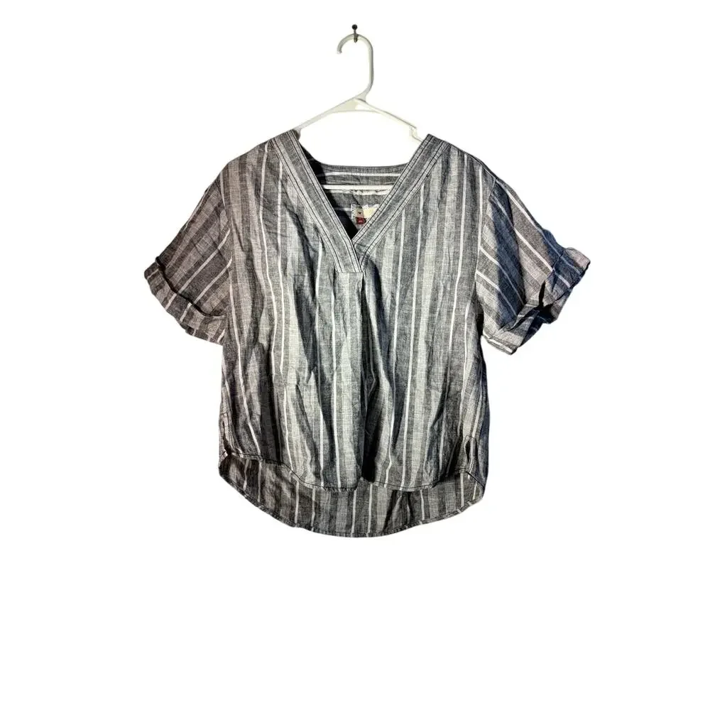 Pilcro Anthropologie Linen Blend Henley Surf Top Short Sleeves Size Small - Picture 2 of 10